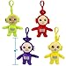Teletubbies 4-Pack Set with Tinky Winky, Dipsy, Po, Laa Laa 4-inch Plush Clip-Ons