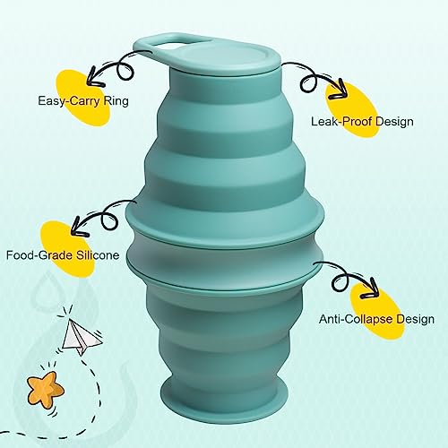 Opard Collapsible Water Bottles 17 Oz BPA Free Leak Proof Foldable Silicone Bottle with Anti-Collapse Ring for Travel Camping Hiking Running Sport - Image 4
