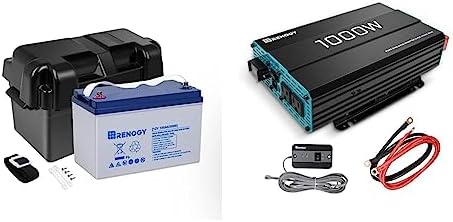 Renogy 12 Volt 100Ah Deep Cycle Hybrid Gel Battery & 1000W Pure Sine Wave Inverter 12V DC to 120V AC Converter, Off-Grid Solar Power Inverter 12V to 110V with Built-in 5V/2.1A USB Port