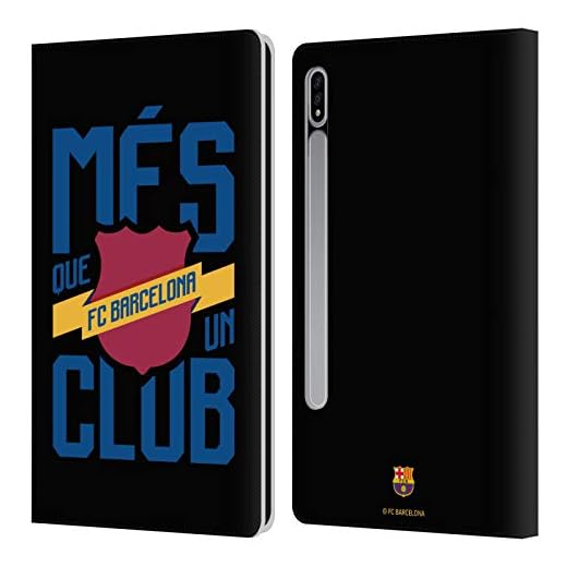 Head Case Designs Officiellt Licensierade FC Barcelona Més Que Un Club Culé Läder Book Plånboksfodral Kompatibelt med Samsung Galaxy Tab S7 5G