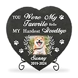 SCZQOVR Personalized Pet Memorial Stones for Dogs, Dog Memorial Gifts for Loss of Dog, Cat Memorial Gifts, Pet Tombstone, Dog Passing Away Gifts, Memorial Garden Stone Engraved with Photo (Heart 02)