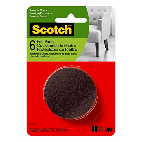 Scotch Felt Pads, Felt Furniture Pads For Protecting Hardwood Floors, Round, Brown, 2-In Diameter, 6 Pads #TOP7