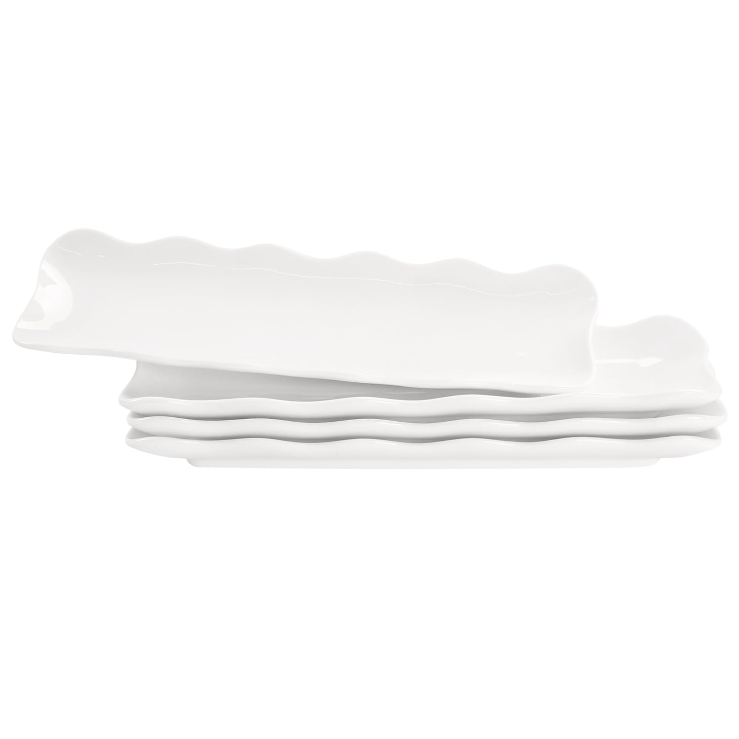 Juego de 4 platos de oliva, bandeja de frutas secas, bandeja de aceitunas para galletas, resistente a las astillas, porcelana blanca, canoa de oliva, apto para lavavajillas, para