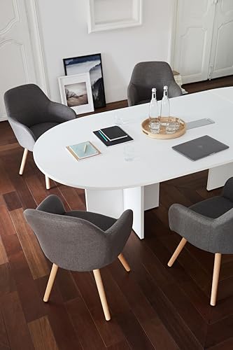 Table de réunion modulable blanche de 260 cm avec piétement en bois