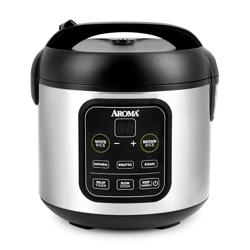 Aroma Housewares ARC-994SB Rice & Grain Cooker Slow Cook, Steam, Oatmeal, Risotto, 8-cup cooked/4-cup uncooked/2Qt, Stainless Steel by AROMA - Used condition - US$21.99