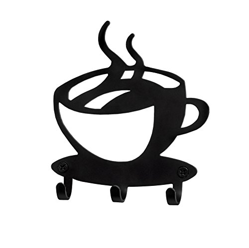 image for Key Holder Rack Wall Mounted - Modern Coffee Time Decor Key Organizer 