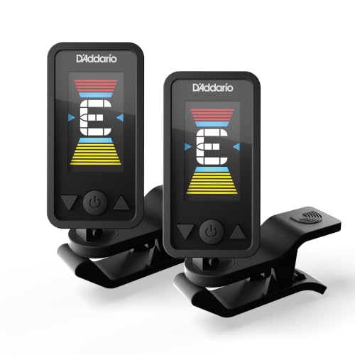 Image of D'Addario Eclipse Rechargeable Headstock Clip-On Guitar Tuner, Black, 2 Pack