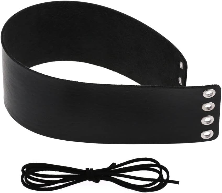 FM FM42 Plus Size 23.4"-27.3" Multicolor PU Simulated Leather Grommet Hole Adjustable Leg Ring Elastic Garter, Pack of 2 PCs