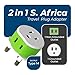 OREI South Africa, Botswana, Namibia Power Plug Adapter with 2 USA Inputs - Travel 3 Pack - Type M (US-10L), Safe Grounded Use with Cell Phones, Laptop, Camera Chargers, CPAP, and More