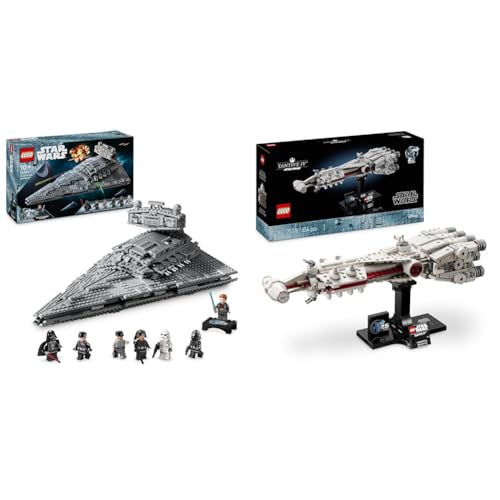 LEGO Star Wars Imperial Star Destroyer + Tantive IV Set Collectible Anniversary Starship Model Kit Gifts for Men, Women & Fans 75394 + 75376