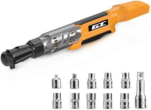 3/8" Cordless Ratchet Wrench, Compatible with DEWALT 20V MAX Battery, 74Ft-Lbs Power Electric Ratchet Tool Kit, 1/2" & 1/4" Adapters, 3" Extension Bar (Tool Only)