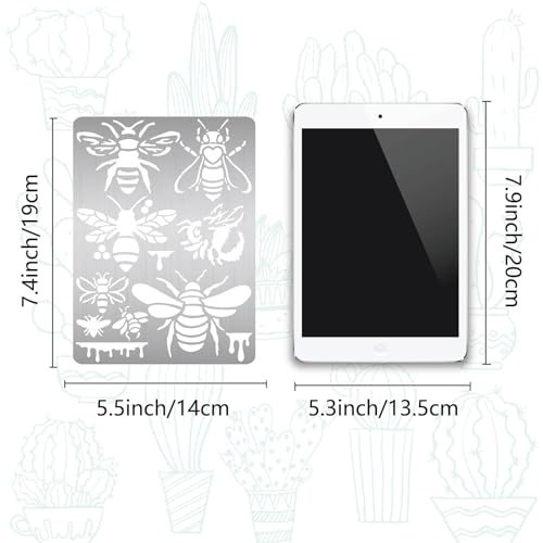 GORGECRAFT 8 Styles Bee Stencils Reusable Metal Honeycomb Honey Stainless Steel Templates for Painting on Wall Furniture Fabrics Scrapbooking Wood Burning Pyrography Engraving Art Crafts - Image 2