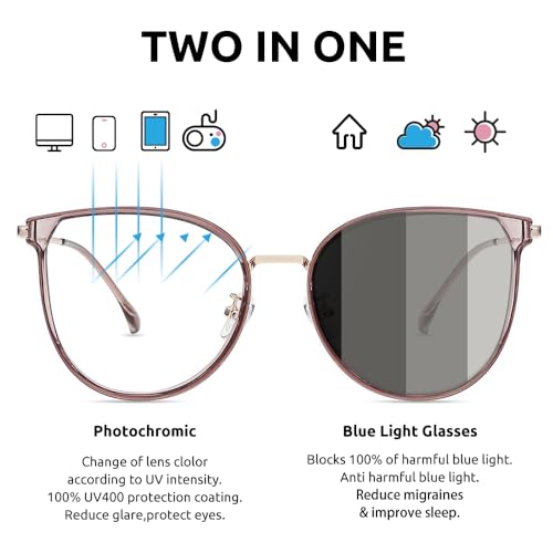 Image of Firmoo Blue Light Blocking Reading Glasses 2.5 Photochromic Reading Sunglasses Anti Eyestrain Anti UV400 Computer Reader Glasses for Women Men