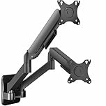 VIVO Height Adjustable Pneumatic Extended Arm Dual Monitor Wall Mount Full Motion Articulating, Fits 2 Screens 17 to 27 inches, Black, MOUNT-V002G