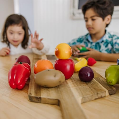 Melissa & Doug Play-Time Produce Fruit (9 pcs) and Vegetables (7 pcs) Realistic Play Food - image 2