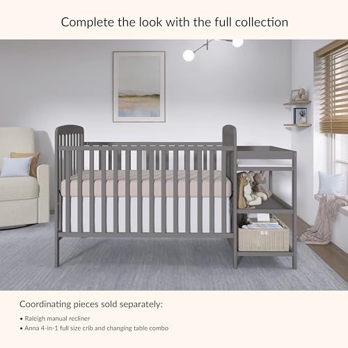 Dream On Me Anna 3-in-1 Full-Size Crib and Changing Table Combo in Steel Grey, Greenguard Gold Certified, Non-Toxic Finishes, Includes 1" Changing Pad, Wooden Nursery Furniture - image 8