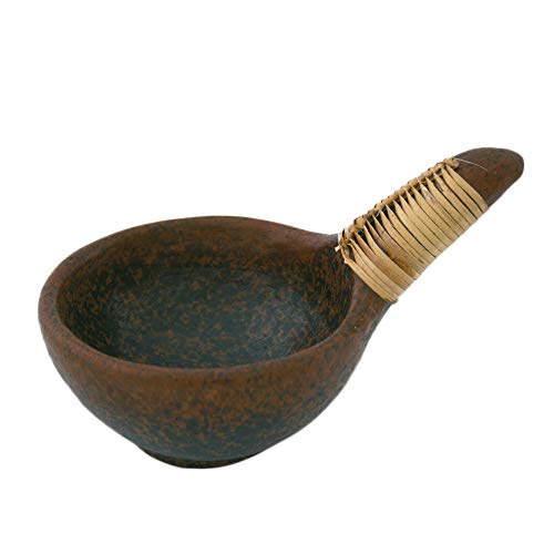 Bitto Coupelle à encens Osiris en Terre Cuite avec Une poignée en Raphia Encensoir Déco Parfum, L: 16,5 cm, H: 6 cm, Ø 10 cm