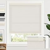 AOSKY No Drill Cordless Cellular Shades for Indoor Windows, No Tools Tension Thermal Insulated Light Filtering Honeycomb Blinds Shades for Home Living Room Bedroom Window, 46' W x 48' H, Linen