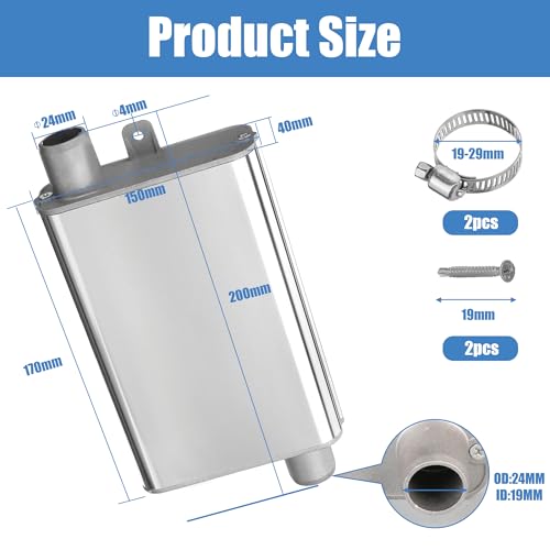Auspuff Schalldämpfer,24mm Schalldämpfer,Parkheizung Schalldämpfer Set,Schalldämpfer für Notstromaggregat,für Eberspacher Webasto Diesel Luft Standheizung
