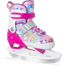 Nattork Girls Ice Skates for Kids 4 Size Adjustable Butterfly Ice Skate with Fleece Lining for Outdoor & Rink