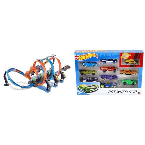 Hot Wheels Triple Looping, + Pack de 10 vehículos, Coches de Juguete (Modelos Surtidos) (Mattel 54886)