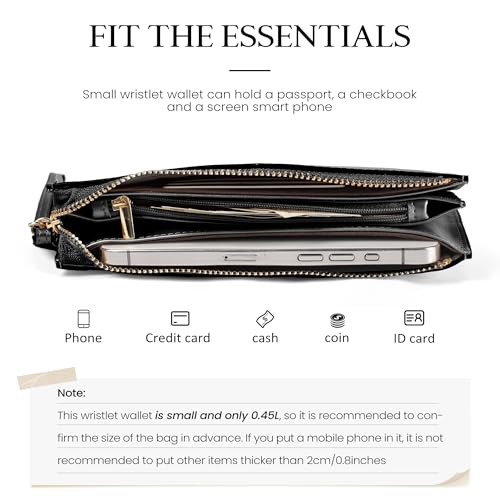 befen genuine leather wristlet clutch for women ultra-slim ladies credit card holder wallet purses with rfid protection