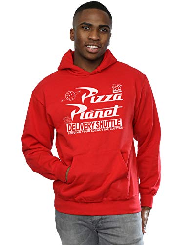 Disney Men's Toy Story Pizza Planet Logo Hoodie Large Red