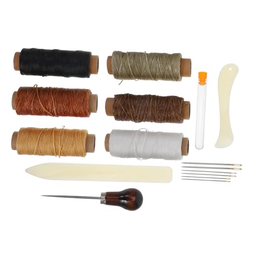 Housoutil 1 Juego Juego de herramientas de cuero material equipo punzón herramienta de coser puntada genuino kit de reparación de tapicería Kit de cuero para principiantes. abdominales