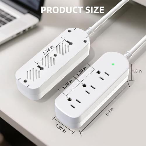 KPQ Extensión con protector contra sobretensión impermeable IPX6, 1.52 m, 3 tomas, 1625W/13A, montable en pared, color blanco miniatura 6