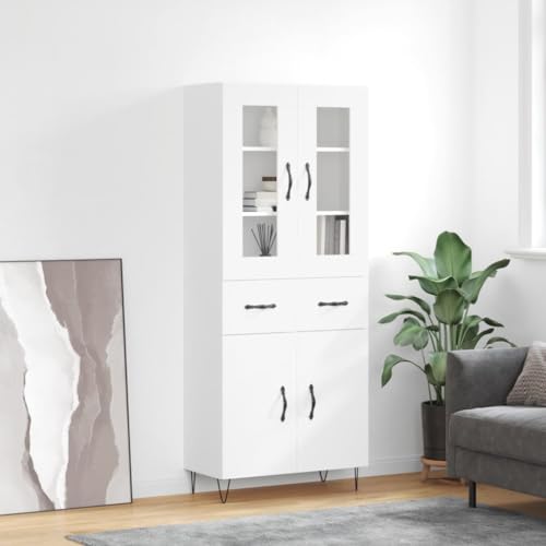 DYRJDJWIDHW alacena de Cocina,aparador Entrada,Aparador Alto Madera contrachapada Blanco 69,5x34x180 cmAdecuado para cocinas, Salones pasillos
