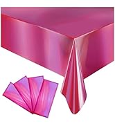 4 Pack Iridescent Plastic Tablecloths Disposable Table Cover Sparkly Foil Table Cloth for Rectang...