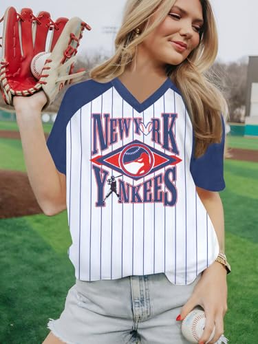 Baseball Shirt Women Striped Baseball Team Jersey V Neck Baseball Mom Shirts Tee Game Day Fans Tshirt Gifts Tops3