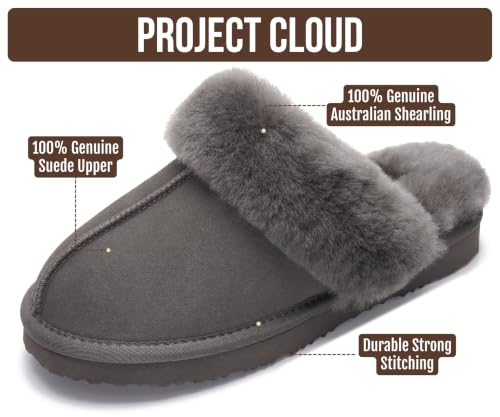Image of Project Cloud Genuine Leather Fur-Lined Non-Slip Clog Slippers for Women | Memory Foam Insole Indoor Outdoor Mule Shoes - Comfortable House Footwear Womens Slippers - Fur-Lined Cold Weather Essentials