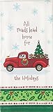 All Roads Lead Home for the Holidays Old Red Pickup Truck Kitchen Tea Towel