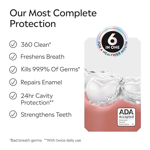 Image of Listerine Mouthwash Total Care Anticavity Treatment for Adults Kills 99.9% of Bad Breath Germs Extra Mild Mint No Burn Alcohol Free Fluoride Mouthwash, 33.8 fl oz