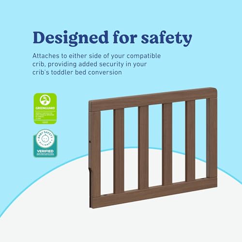 Image of Storkcraft & Graco Toddler Safety Guardrail with Slats (Hazelnut) - GREENGUARD Gold Certified, Converts Compatible Storkcraft & Graco Crib to Toddler Bed, Each Guardrail Sold Individually