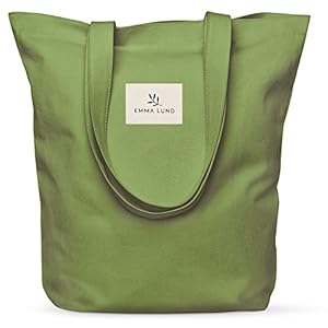 Emma Lund Jute tas – stijlvolle boodschappentas met binnenzak en extra brede bodem – stoffen tas van 38 x 40 cm met lang handvat – perfecte tas als schoudertas of tote bag