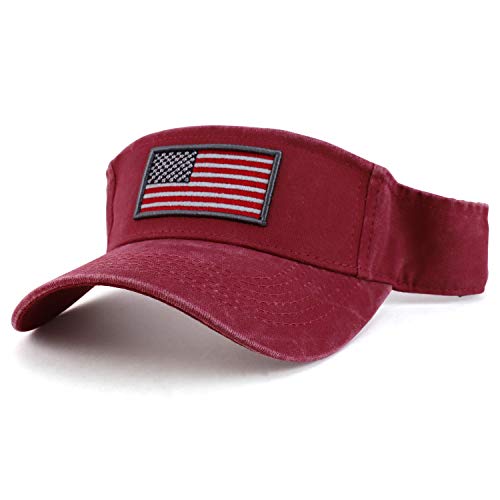 Image of Trendy Apparel Shop USA American Flag Embroidered Polyester Summer Visor Hat