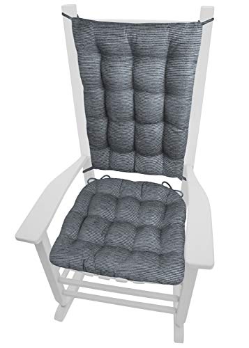 Barnett Home Decor Chenille Rib Slate Grey Rocking Chair Cushions - Latex Foam Filled Seat Cushion & Backrest Pad With Ties - Reversible - Made In Usa (Gray/Xl) #TOP19
