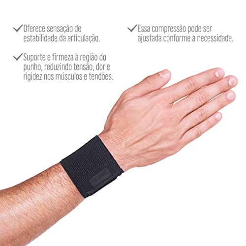 Kestal Munhequeira Elástica Ajustável, protetor de punho, órtese Preto, Único ajustável