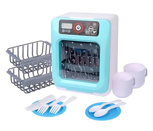 Lavastoviglie Giocattolo per Bambini Lavastoviglie Luci e Suoni Reali con Piatti Tazzine Posate Tasti Touch Display Funzionante Elettrodomestici Cucina Giocattolo Lavastoviglie Gioco per Bambini