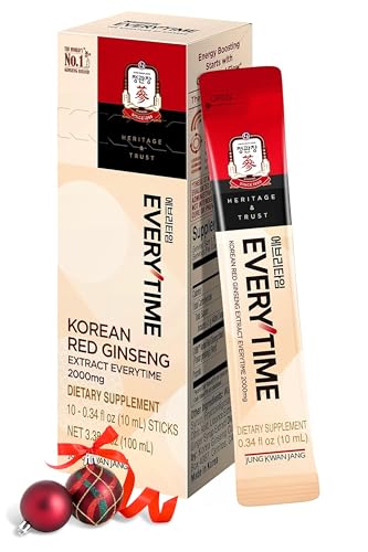JUNG KWAN JANG Everytime Korean Red Ginseng Extract 2,000mg - Liquid Stick Supplements with Propolis & Adaptogen - Energy Boost & Immune Support, Natural & Healthy Energy Drinks (10 Sticks)