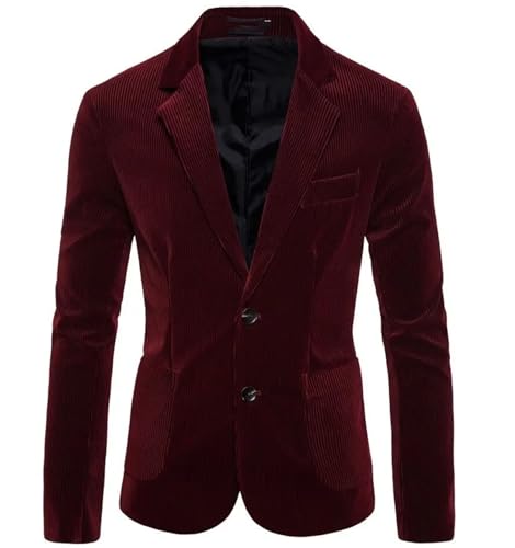 Men Business Suit Jackets Slim Fit Corduroy Notch Lapel Two Buttons Blazers2