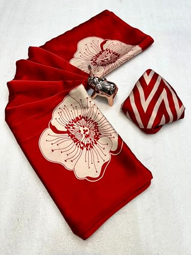 Image of SATIKA VASTRAM Modal Silk Ajrakh Saree Bandhani Design Crepe Printed Designer Pallu Attach Blouse Piece