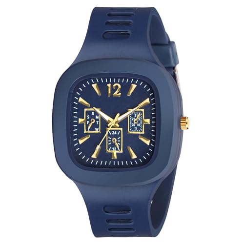 Matrix Shabby Collection Analog Black - Gold Silicone Watch for Men & Boys (Blue) (B0D9D3B2N9) Amazon Price History, Amazon Price Tracker