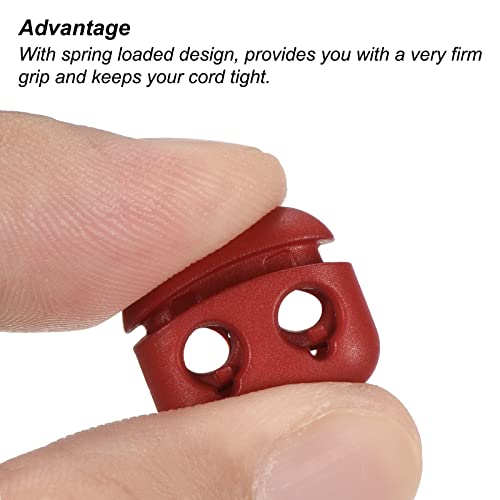 PATIKIL Cord Locks, 30 Pack Oval Spring Toggle Stopper for Drawstring Bag Shoelaces Wine Red, 16x17mm - Image 4