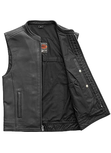 First Mfg Co - Club House - Men's Motorcycle Vest - Leather - Black3