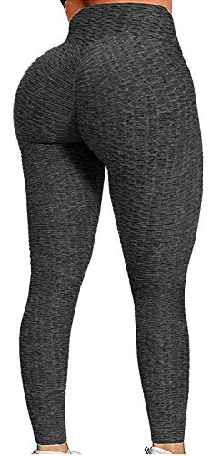 YOFIT Calça feminina de ioga com cintura alta franzida com controle de barriga e elástico para exerc