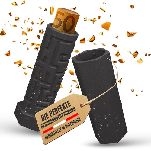 Wunscherfüller Geldgeschenk Schwarz Mit Glitzer - Knobelspiele Für Erwachsene 3D-Puzzle Labyrinth - Rätselbox Für Geldgeschenke Und Gutscheine - Die Knifflige Geschenkverpackung - cryptex - ScheinBox