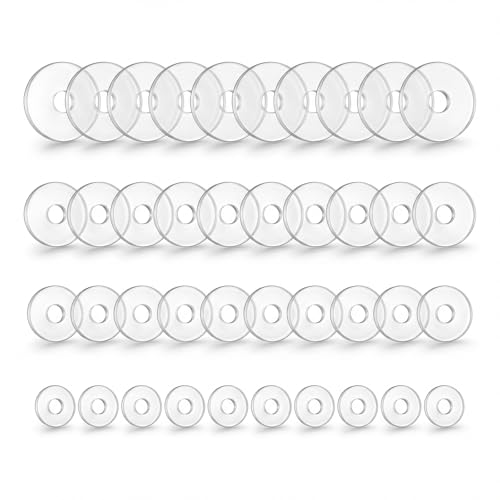 40 Stück Anti Wildfleisch Disc Anti Wildfleisch Piercing Disc 3mm/5mm/7mm/9mm No Pull Piercing Discs Clear Silikon Ohrring Rückseiten Pads Plättchen Scheiben für Ohrring Rücken Silikonscheiben